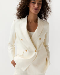 Concetta Jacket in Ivory Stretch Linen Twill