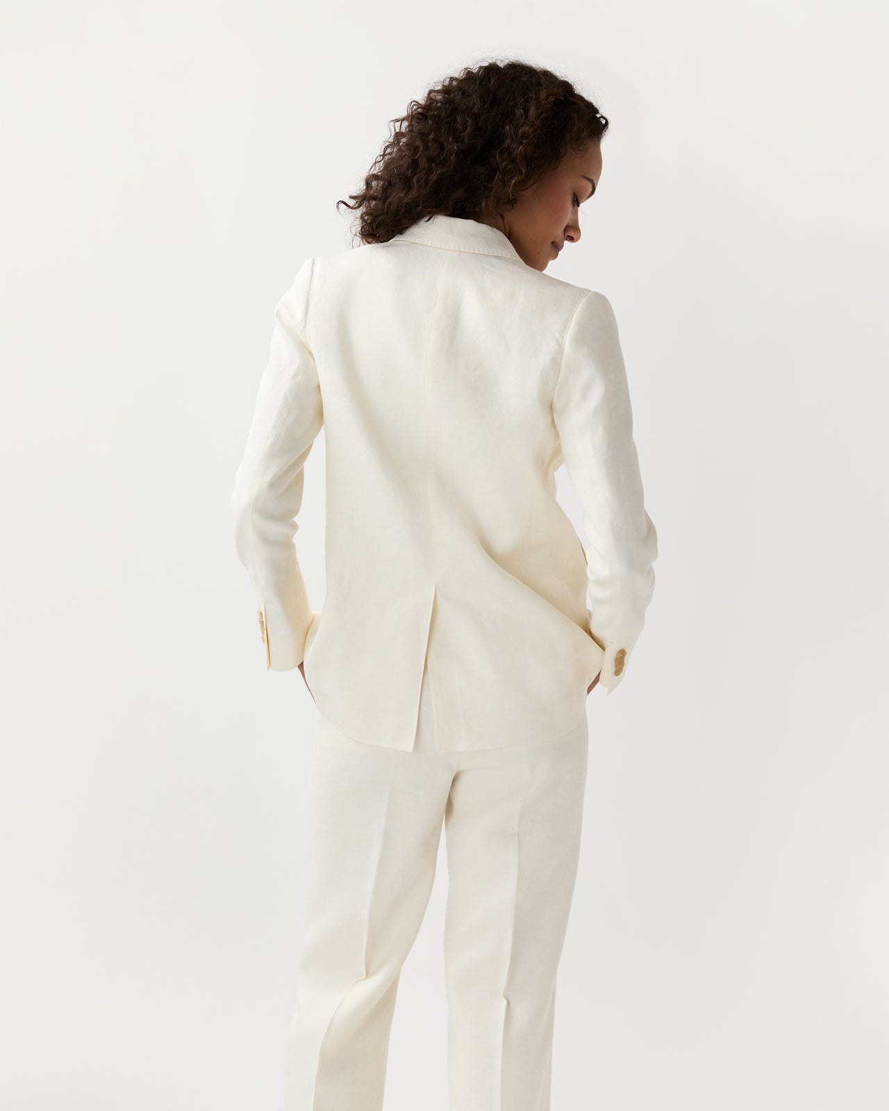 Concetta Jacket in Ivory Stretch Linen Twill