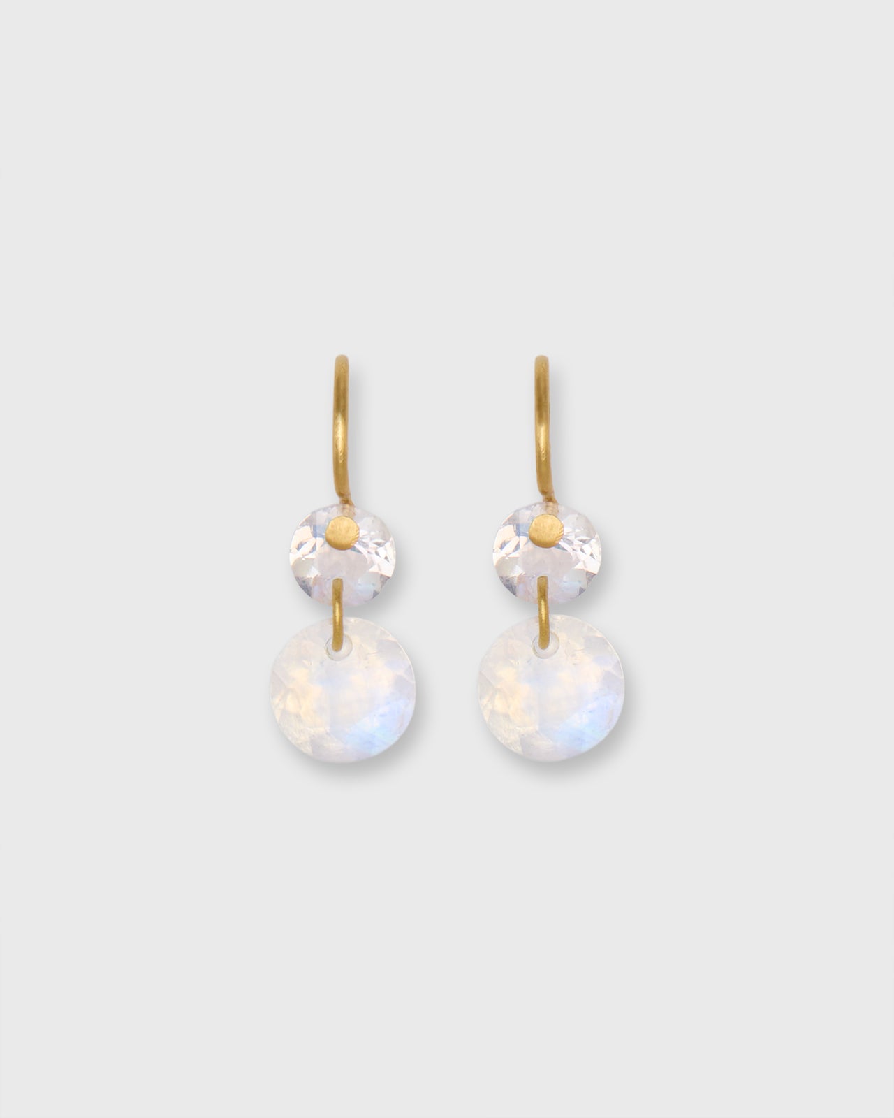 Extra Extra Small Incandescence Hook Earrings in Rainbow Moonstone