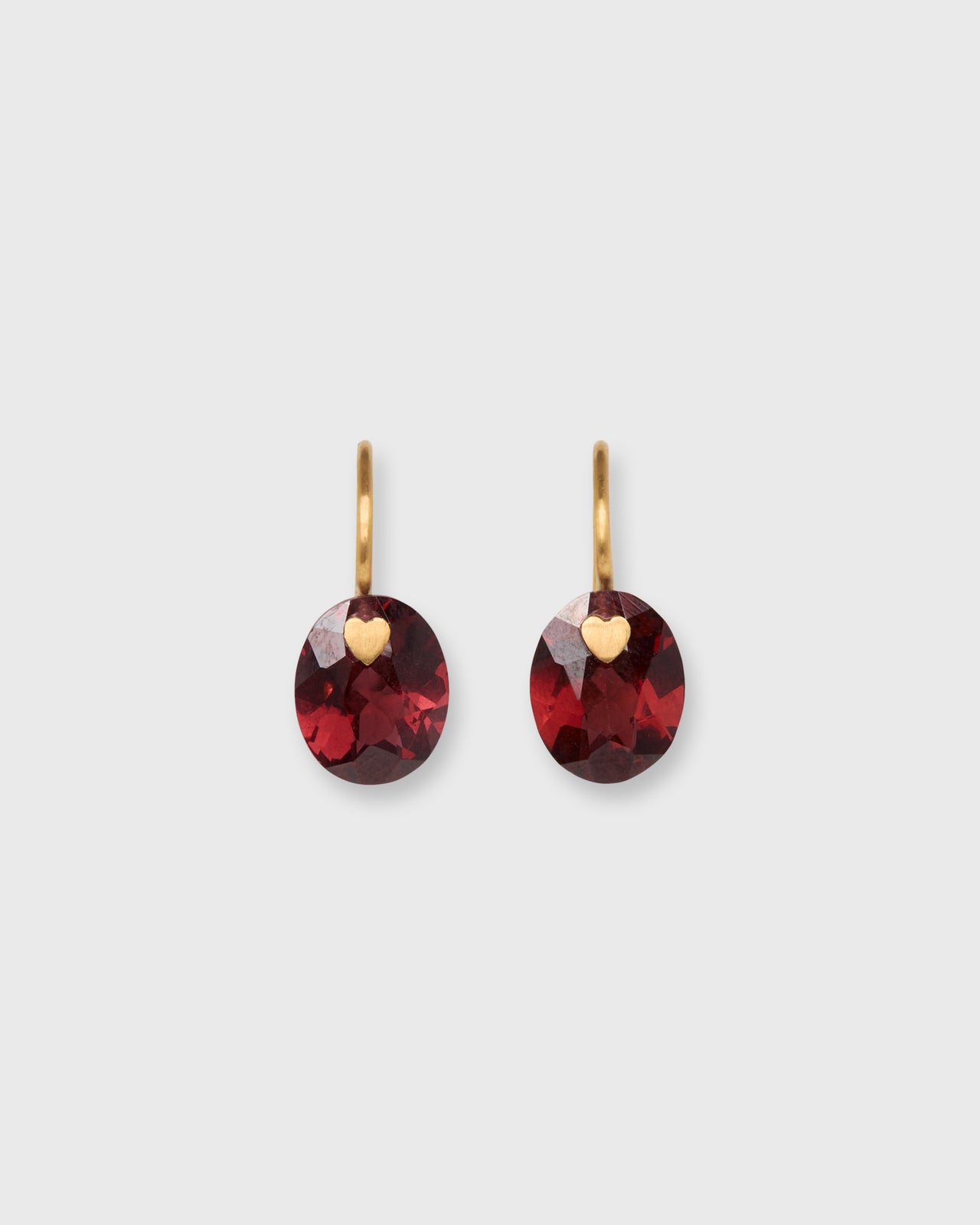 Precious Heart Gem Earrings in Garnet