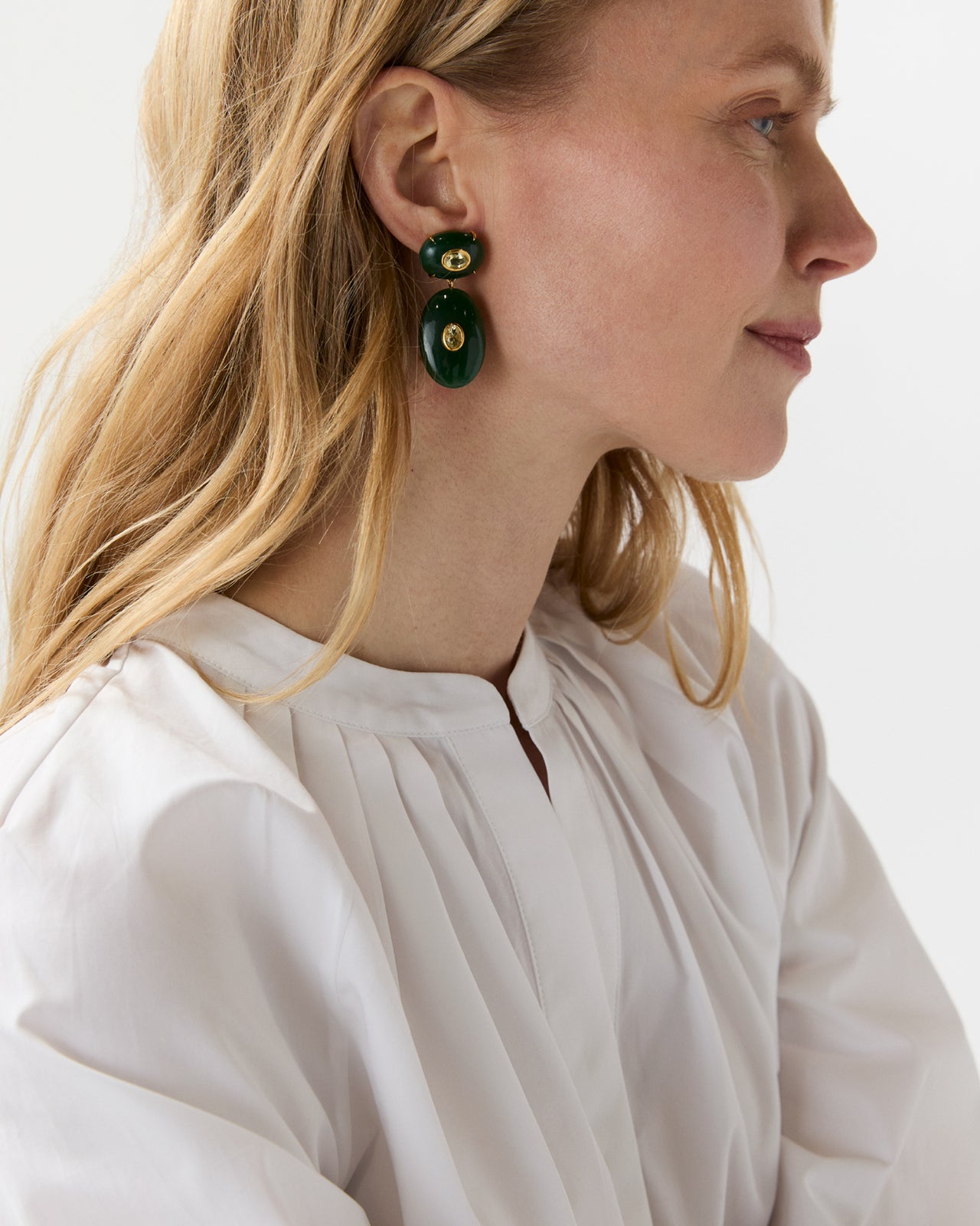 Dorothy Earrings in Green Jade