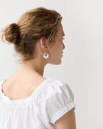 Load image into Gallery viewer, Mini Organic Hoop Earrings in Marbled Blue Lace
