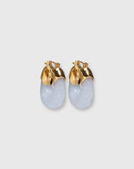 Load image into Gallery viewer, Mini Organic Hoop Earrings in Marbled Blue Lace
