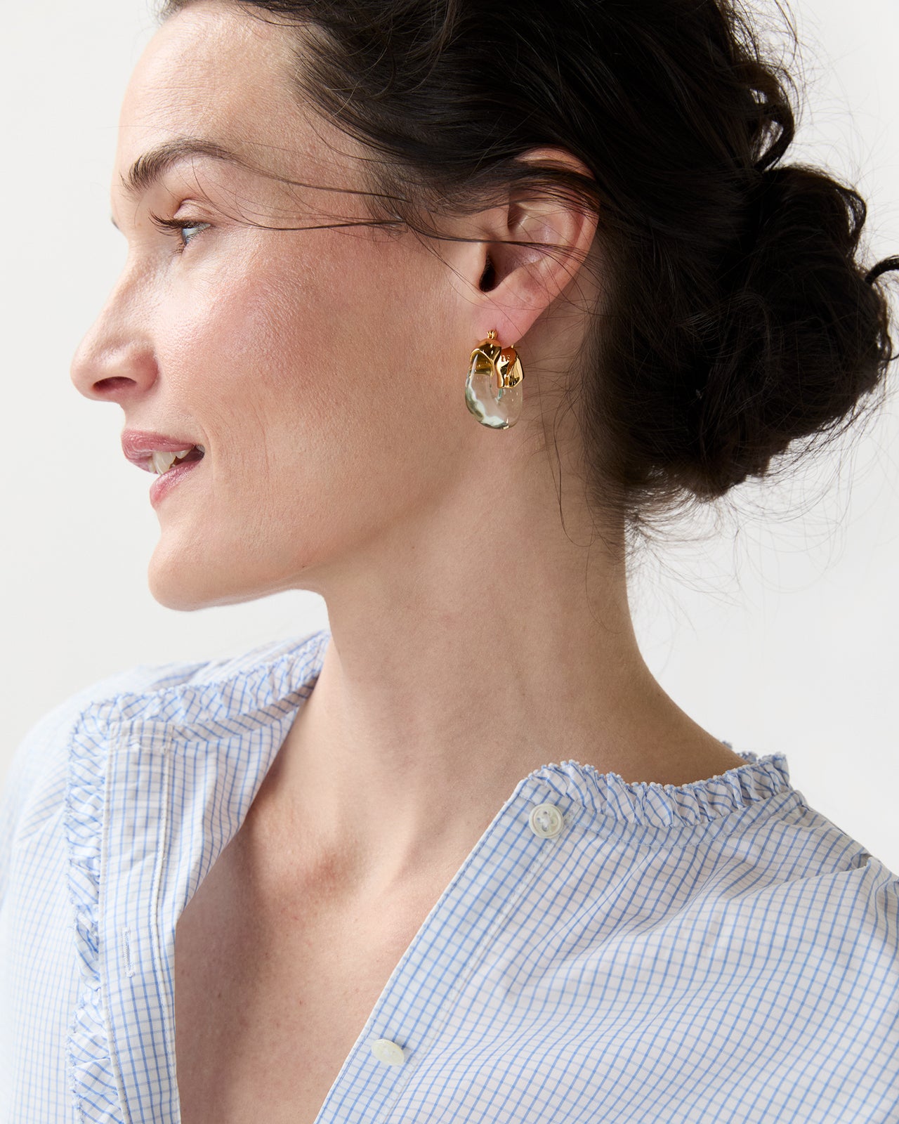 Mini Organic Hoop Earrings in Aqua