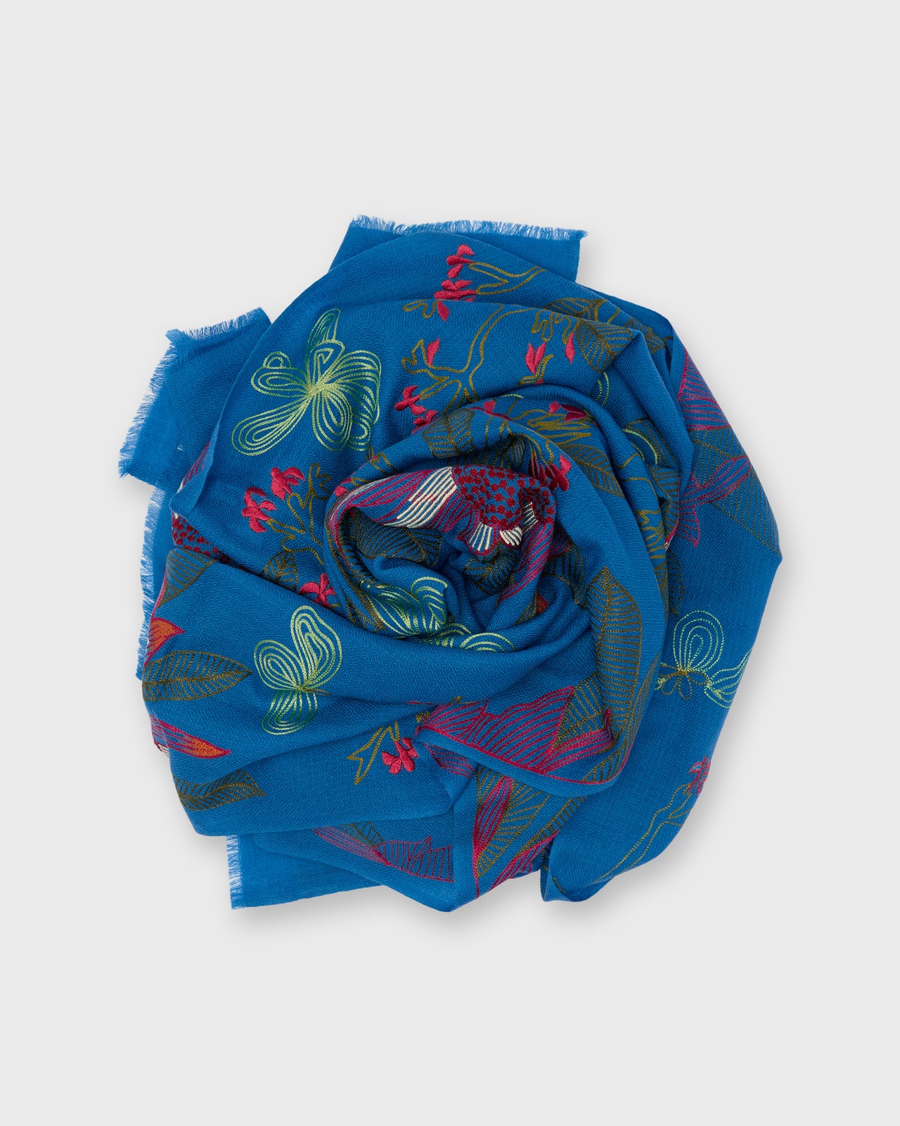 Imperial Bouquet Scarf in Mediterranean Blue