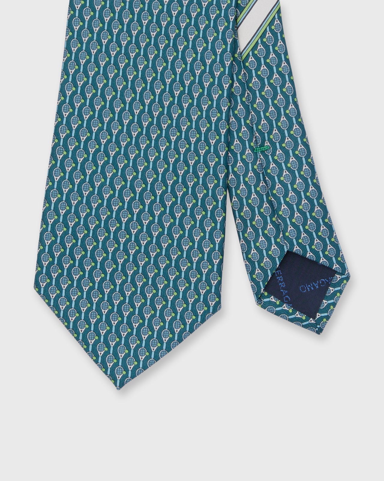 Silk Print Tie in Green Tennis