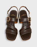 Load image into Gallery viewer, Square-Toe Block Heel in Dark Brown Leather
