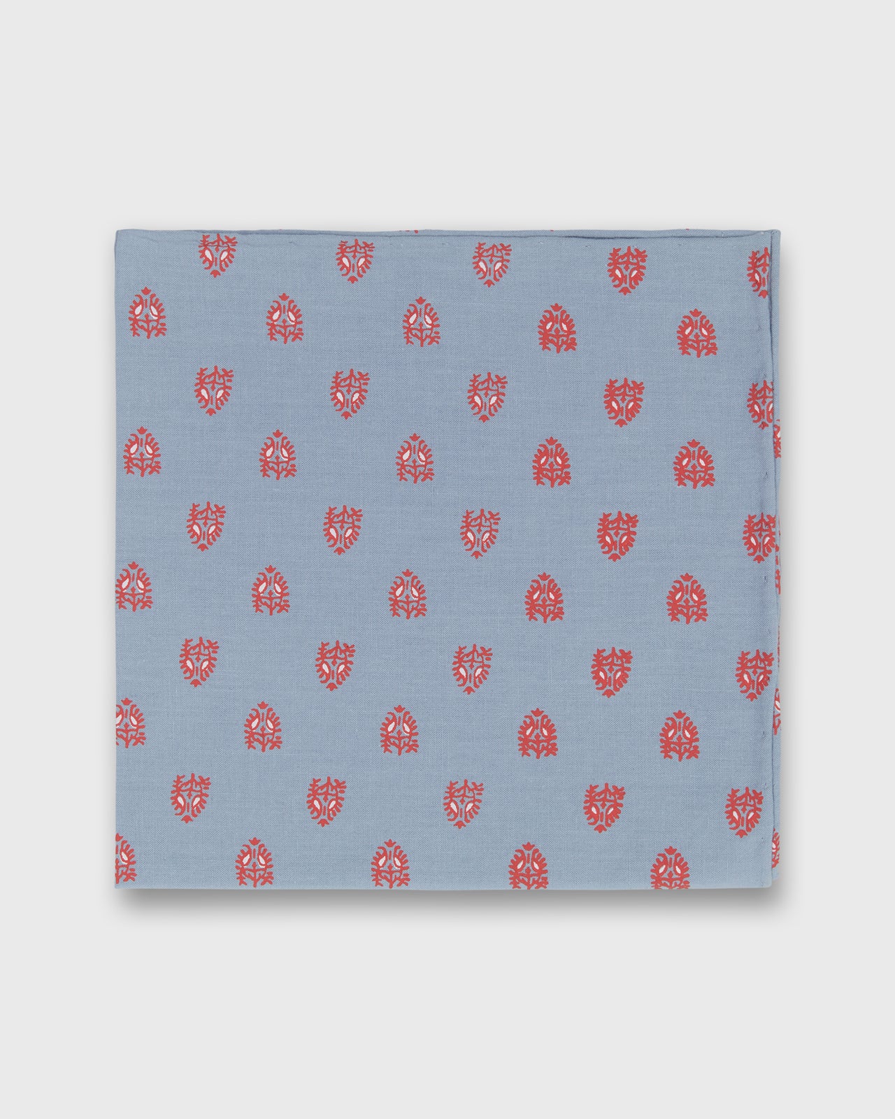 Hand-Rolled Cotton Pocket Square in Sky/Coral ed Poplin