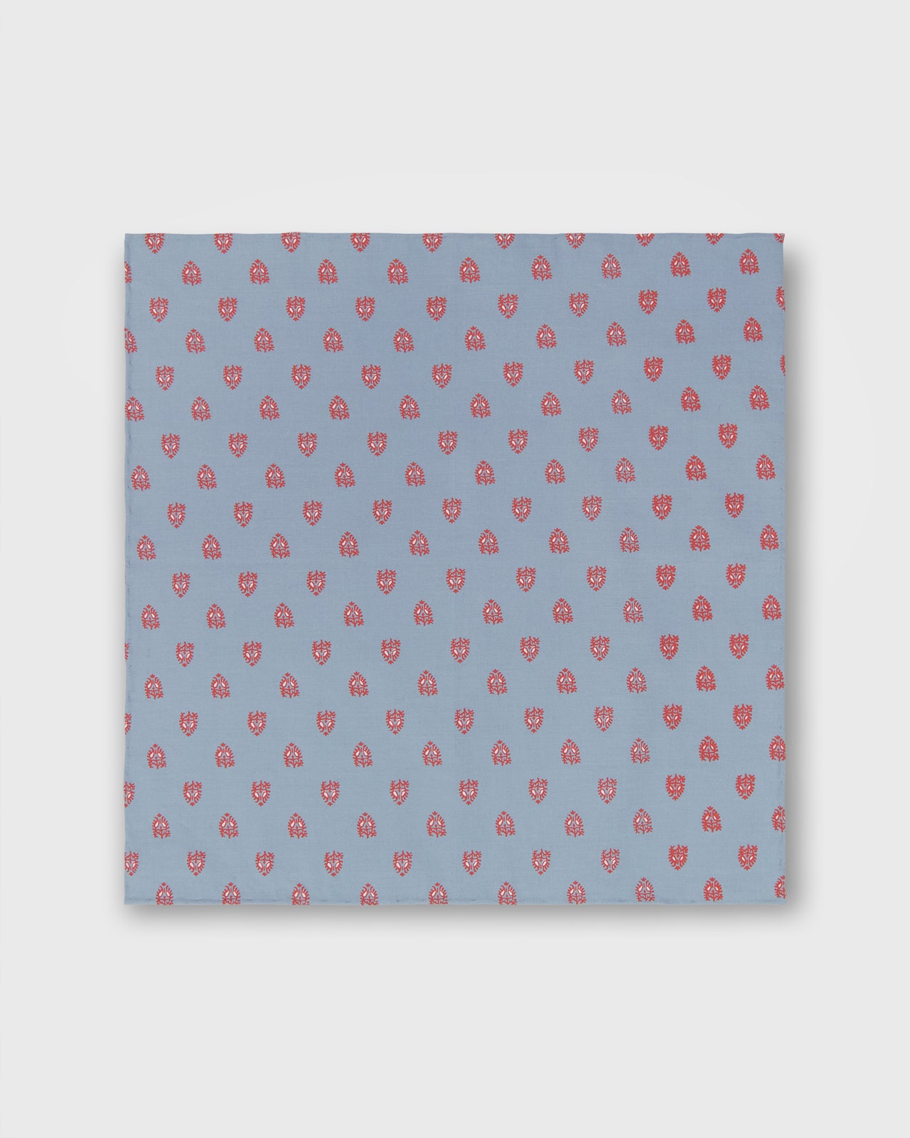 Hand-Rolled Cotton Pocket Square in Sky/Coral ed Poplin