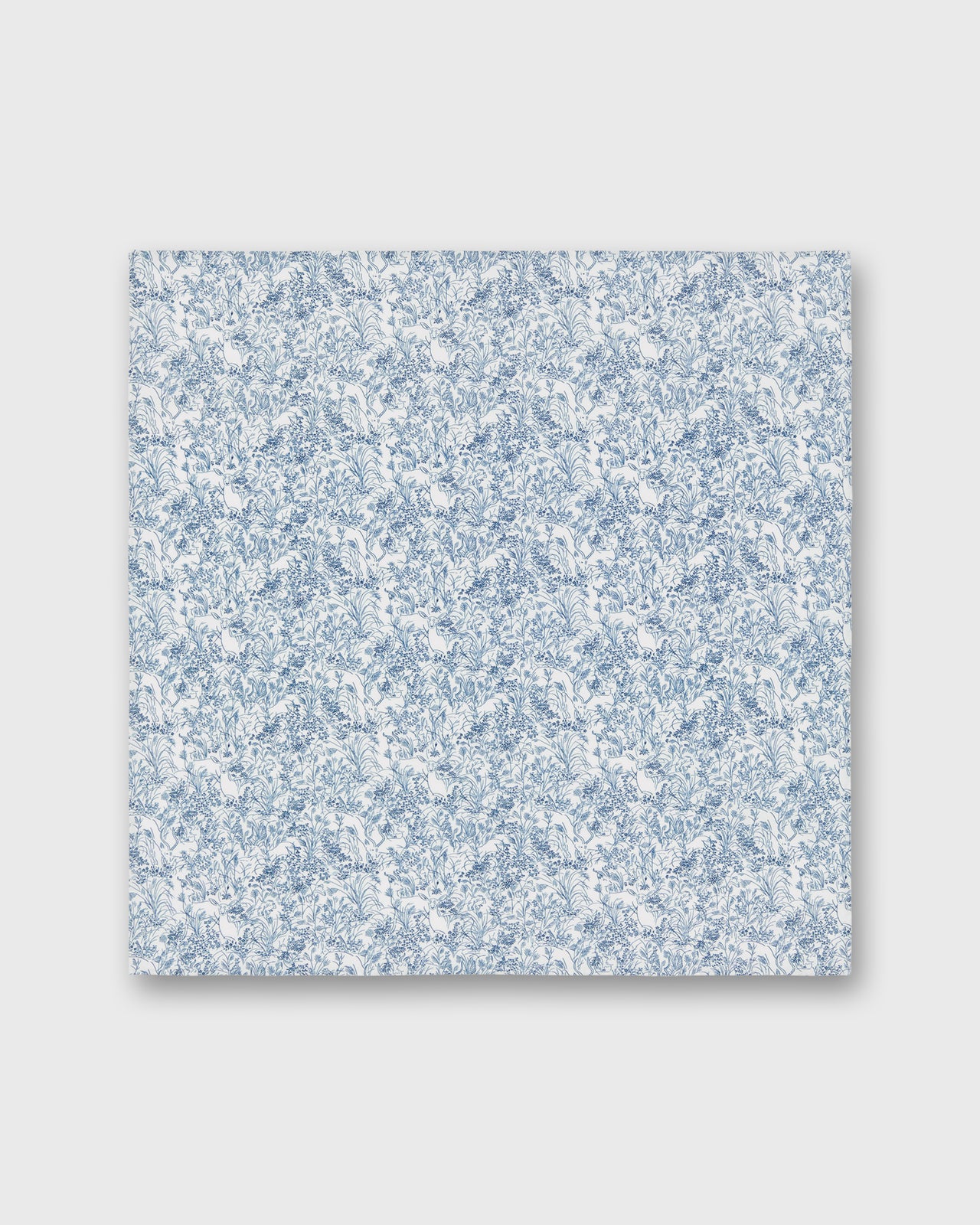 Hand-Rolled Cotton Pocket Square in White/Navy Wild Woodland Liberty Fabric