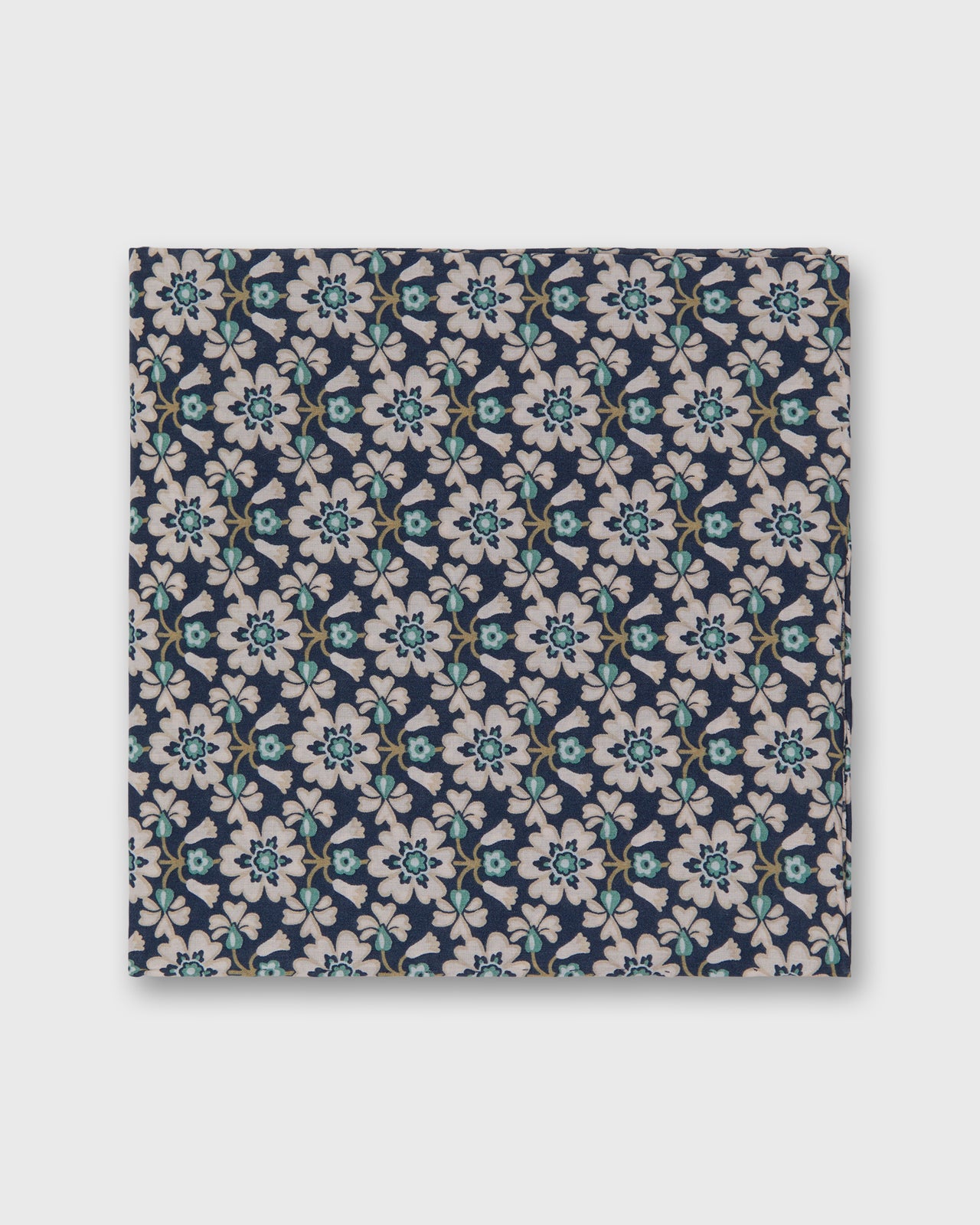 Hand-Rolled Cotton Pocket Square in Pacific/Pink/Aegean Macsen Liberty Fabric