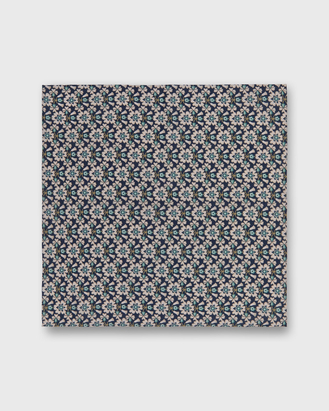 Hand-Rolled Cotton Pocket Square in Pacific/Pink/Aegean Macsen Liberty Fabric