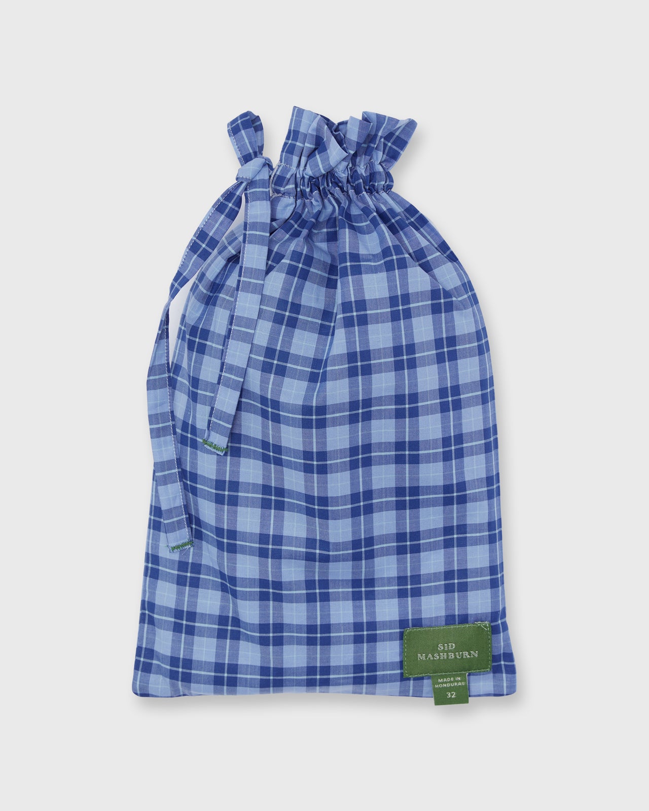 Button-Front Boxer Short in Blue/Sky Tattersall Poplin