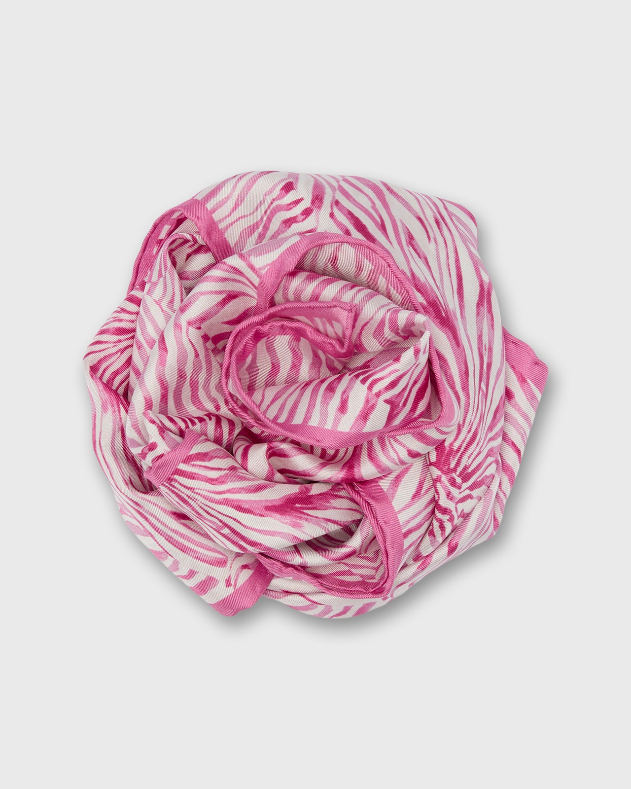 Medium Hand-Rolled Silk Scarf in Pink Stripe & Bow Liberty Fabric Silk Twill