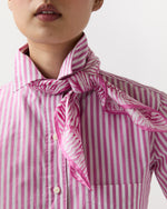 Load image into Gallery viewer, Medium Hand-Rolled Silk Scarf in Pink Stripe &amp; Bow Liberty Fabric Silk Twill
