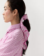 Load image into Gallery viewer, Medium Hand-Rolled Silk Scarf in Pink Stripe &amp; Bow Liberty Fabric Silk Twill
