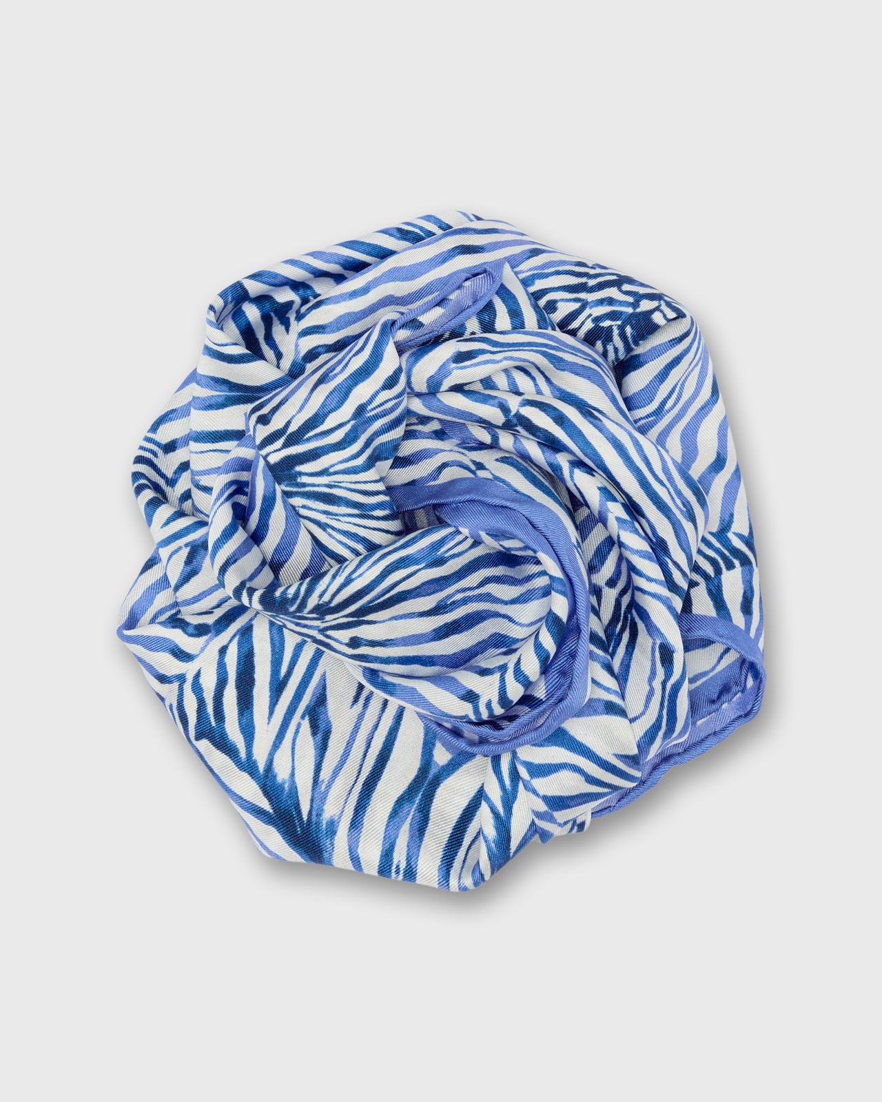 Medium Hand-Rolled Silk Scarf in Blue Stripe & Bow Liberty Fabric Silk Twill