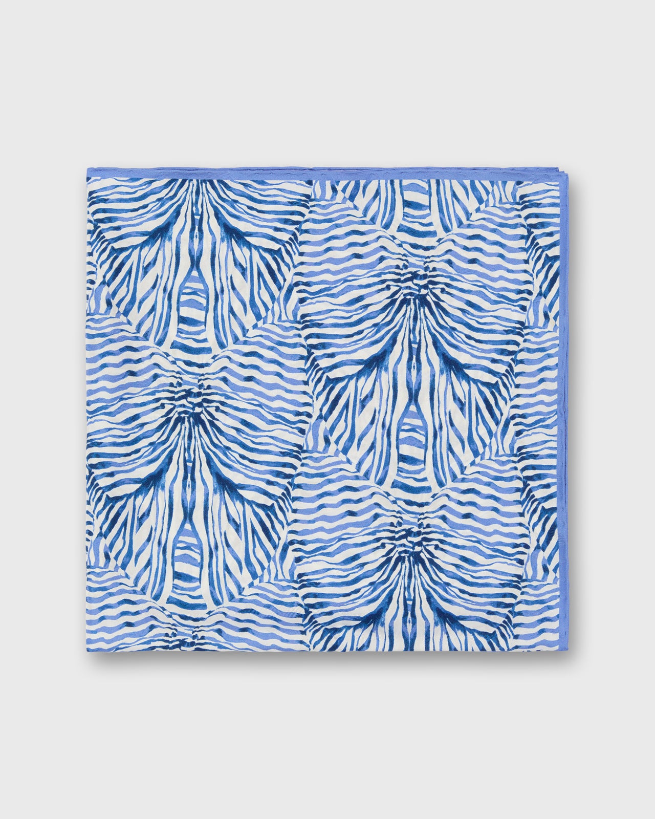 Medium Hand-Rolled Silk Scarf in Blue Stripe & Bow Liberty Fabric Silk Twill