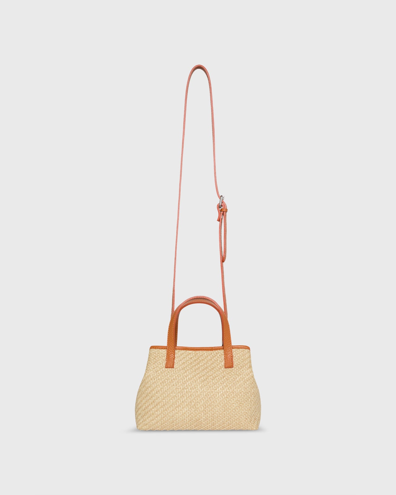 Small Judith Tote in Natural/Orange Raffia/Leather