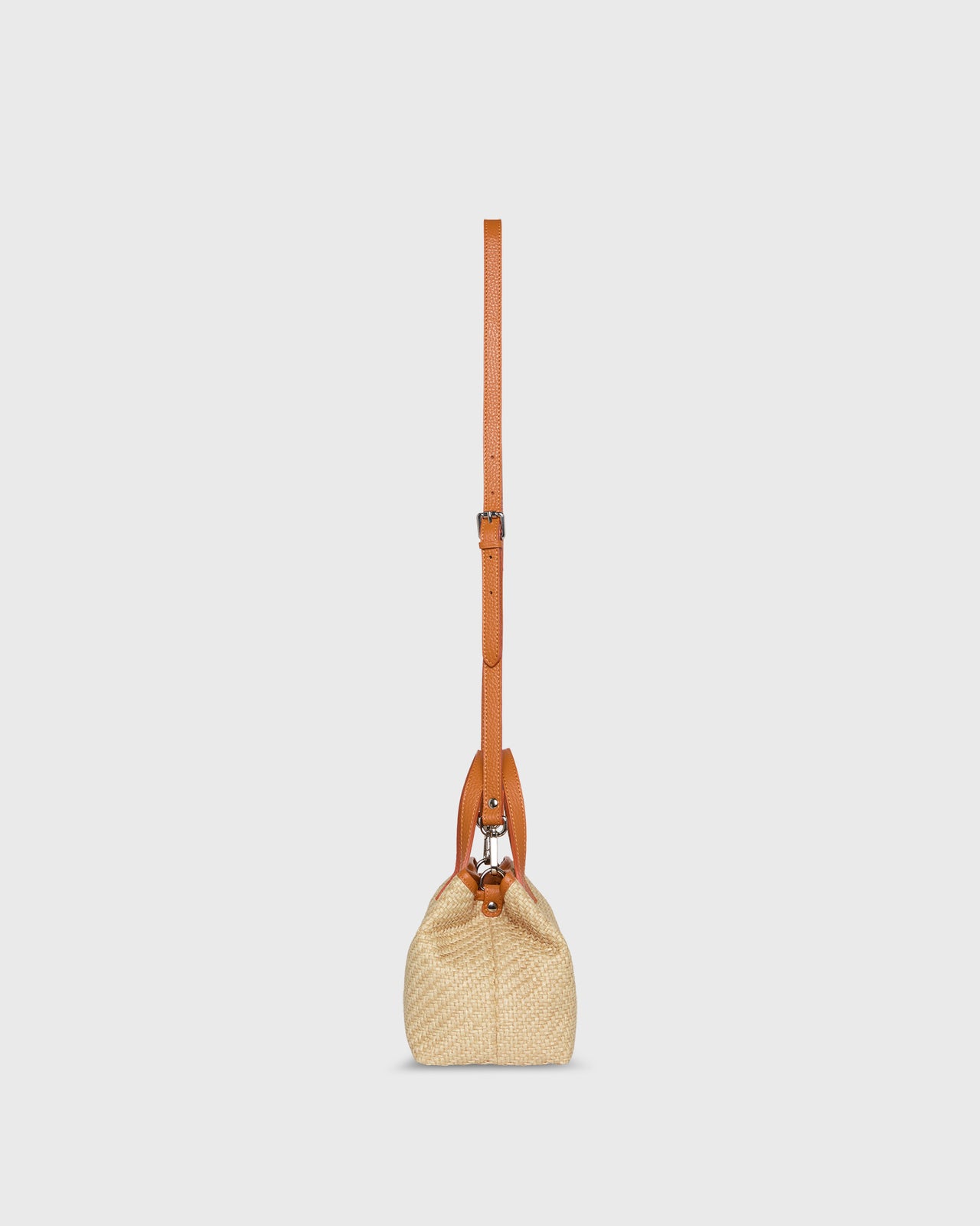 Small Judith Tote in Natural/Orange Raffia/Leather