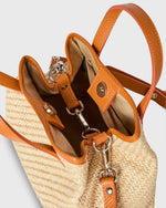 Load image into Gallery viewer, Small Judith Tote in Natural/Orange Raffia/Leather
