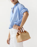 Load image into Gallery viewer, Small Judith Tote in Natural/Orange Raffia/Leather
