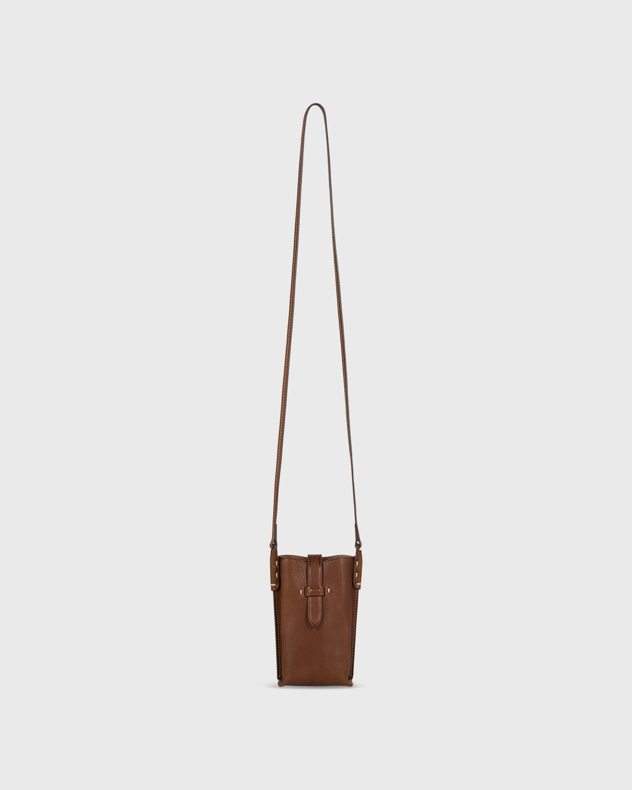 Minnie Cell Phone Bag in Brown Leather