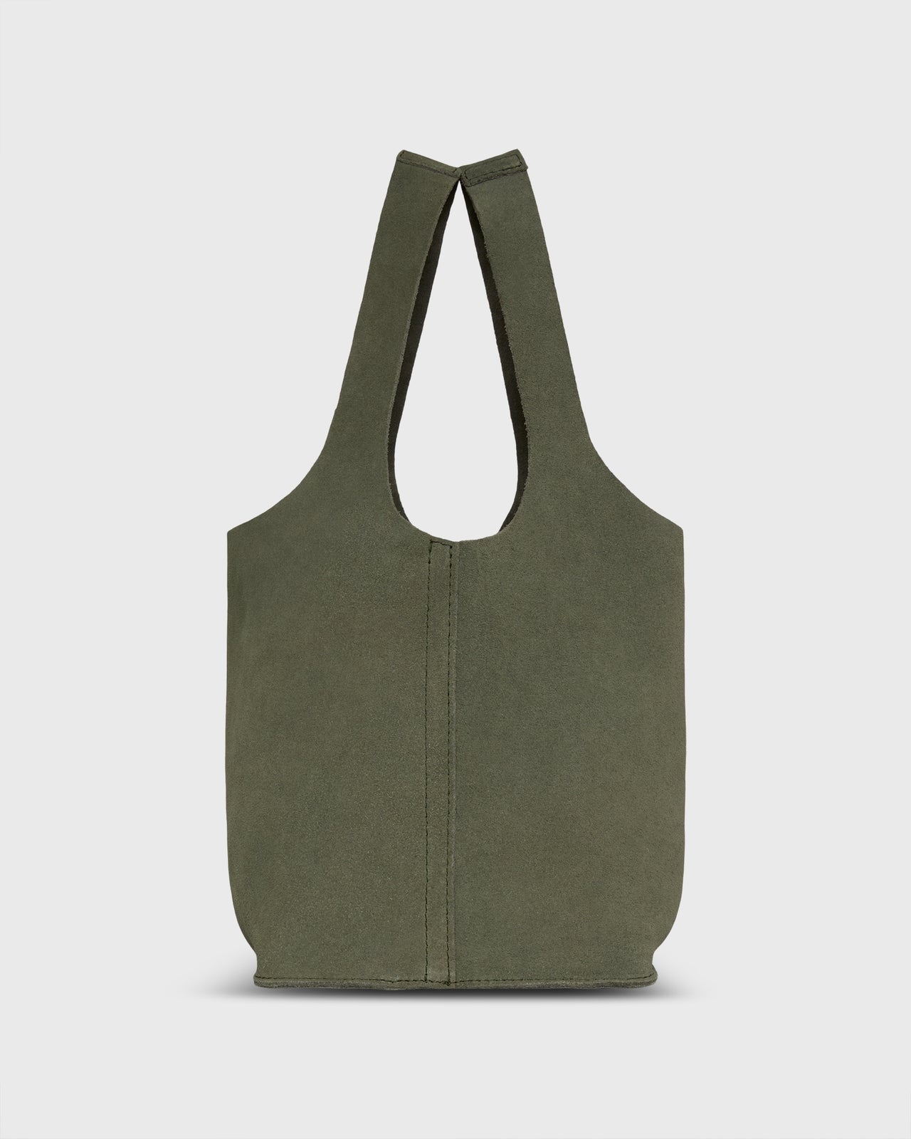 Paola Bucket Bag in Olive Suede