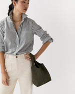 Load image into Gallery viewer, Paola Bucket Bag in Olive Suede
