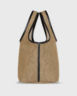 Load image into Gallery viewer, Paola Bucket Bag in Tan/Black Basketweave
