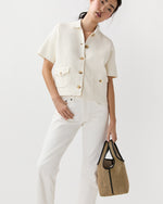 Load image into Gallery viewer, Paola Bucket Bag in Tan/Black Basketweave

