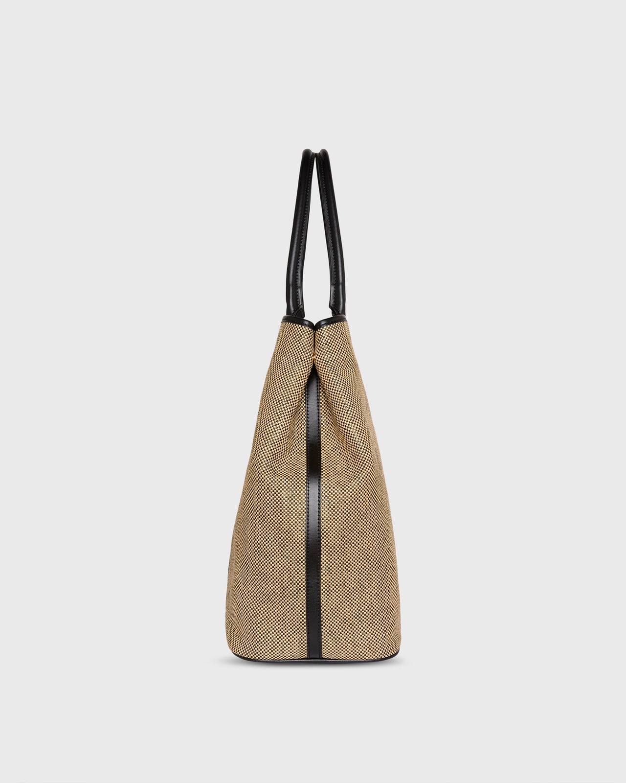 Weekend Tote in Tan/Black Basketweave