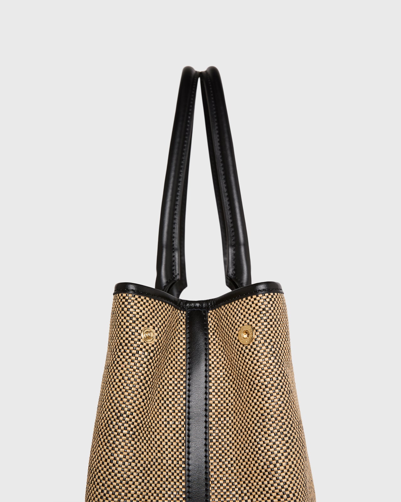 Weekend Tote in Tan/Black Basketweave