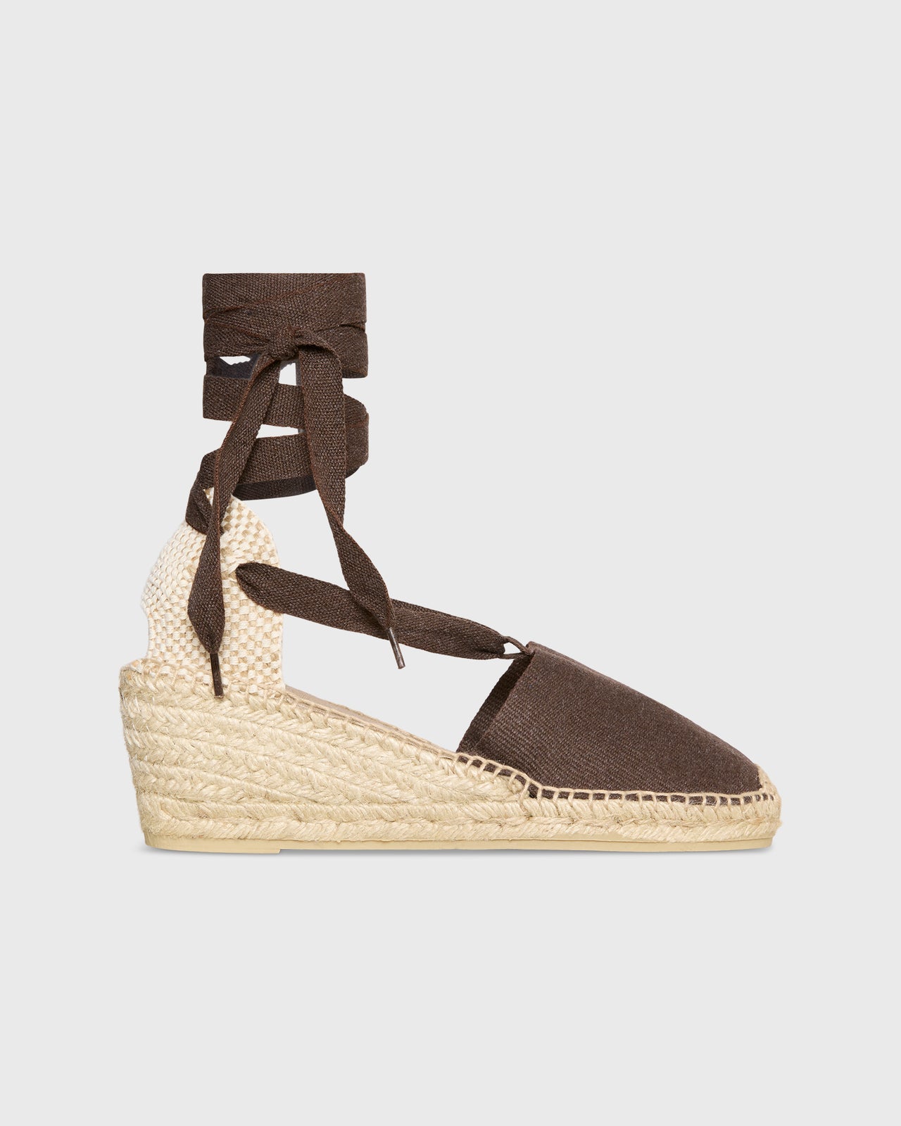 Pia High Espadrille in Chocolate Canvas