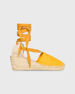 Load image into Gallery viewer, Pia High Espadrille in Gold Canvas
