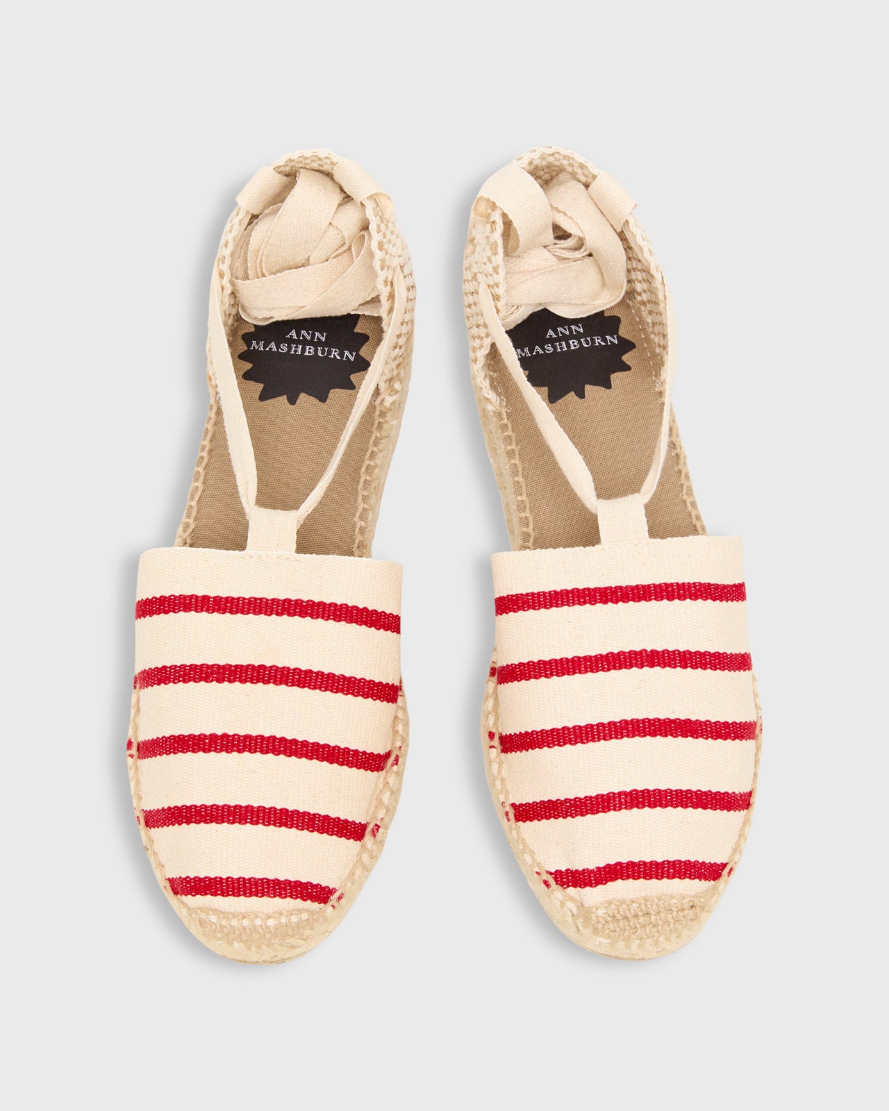 Pia Low Espadrille in Ivory/Red Stripe Canvas