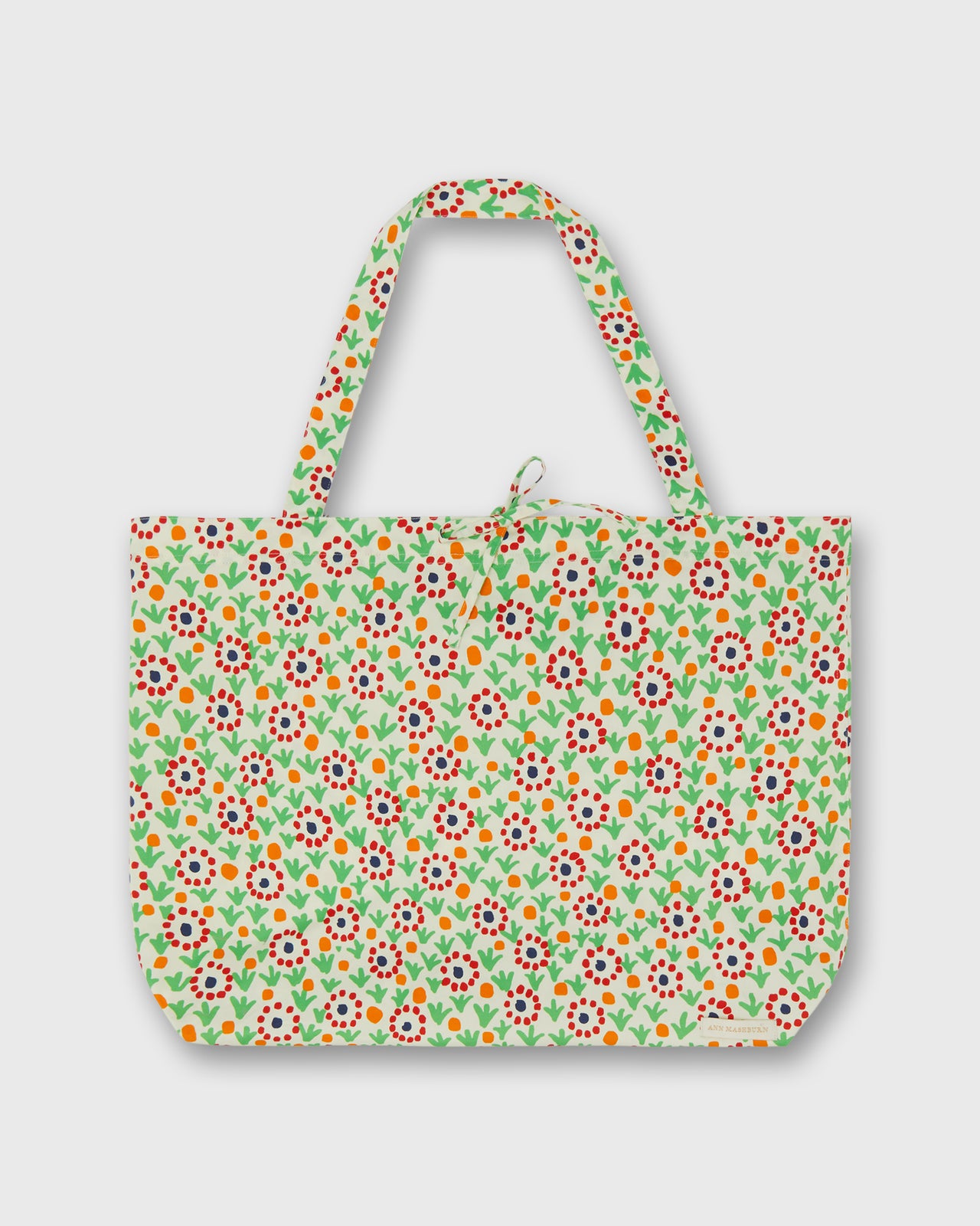 Reusable Tote Bag in White/Multi Floral Twill