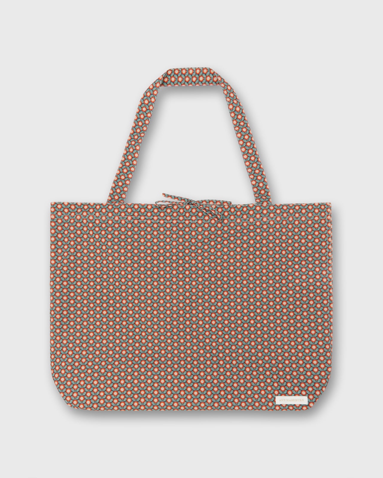Reusable Tote Bag in Red/Sage Sunny Liberty Fabric