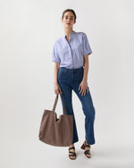Load image into Gallery viewer, Reusable Tote Bag in Red/Sage Sunny Liberty Fabric
