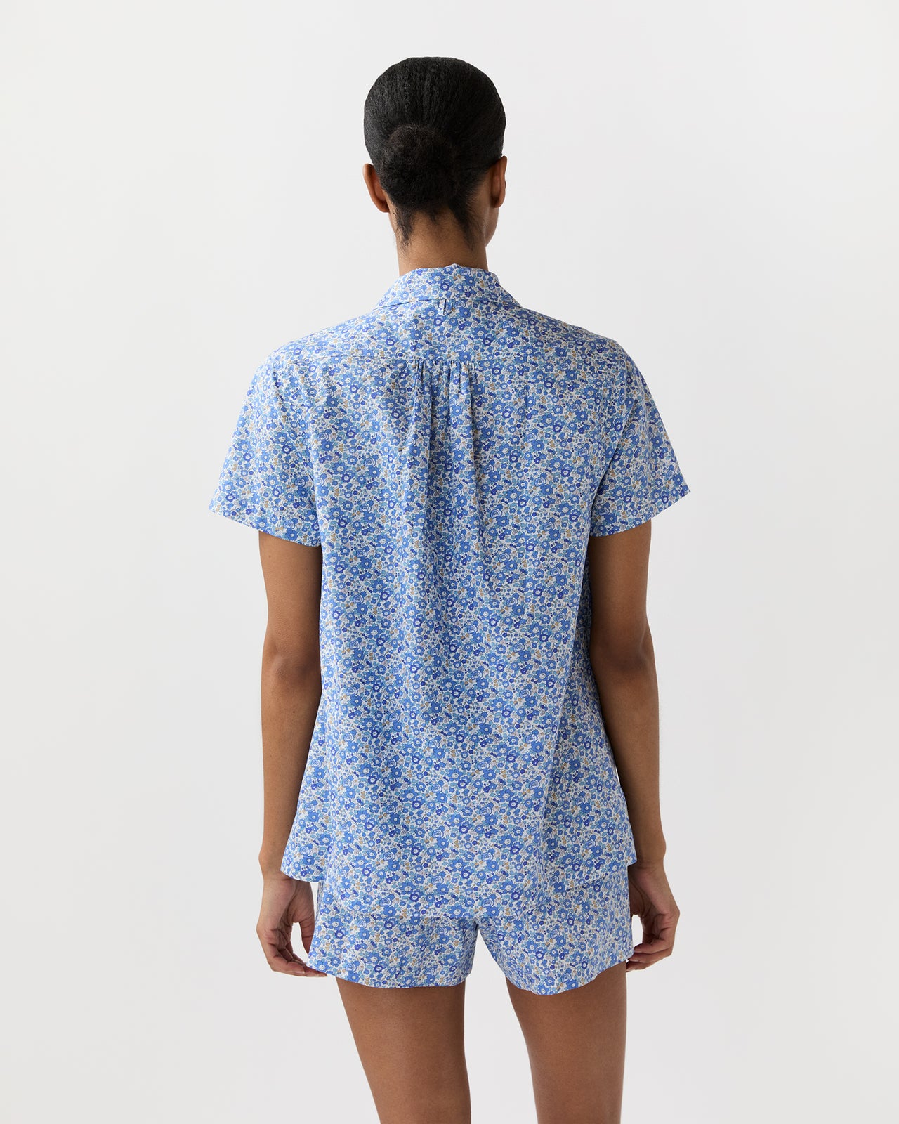 Jasmine Pajama Shorts Set in Blue Betsy Ann Liberty Fabric