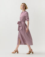 Load image into Gallery viewer, Felicity Shirtwaist Dress in Red/White Bengal Stripe Poplin
