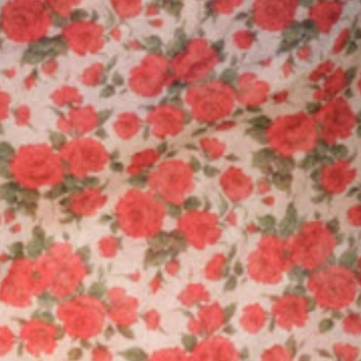 Short-Sleeved Classic Shirtwaist Maxi Dress in Red Carline Rose Liberty Fabric