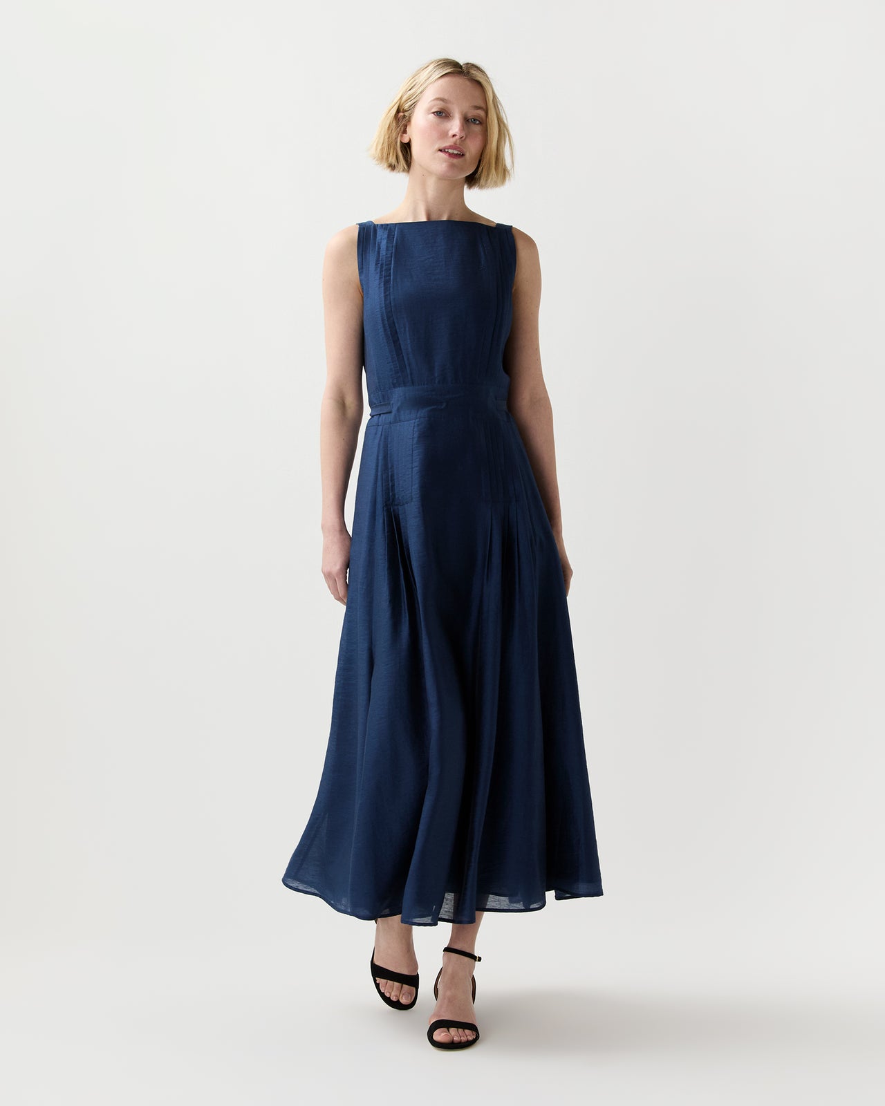 Rose Dress in Marine Featherweight Faille