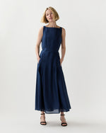 Load image into Gallery viewer, Rose Dress in Marine Featherweight Faille
