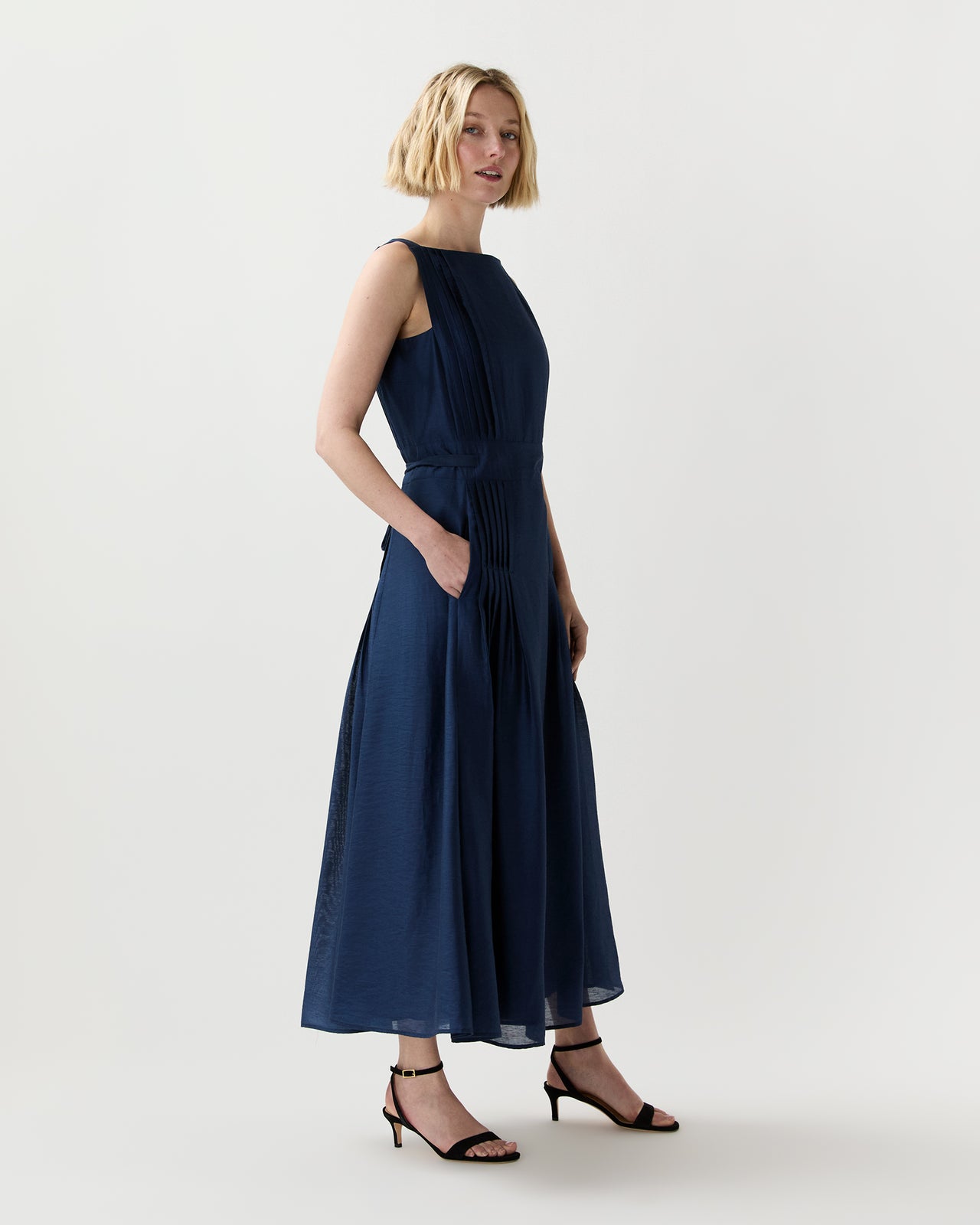 Rose Dress in Marine Featherweight Faille