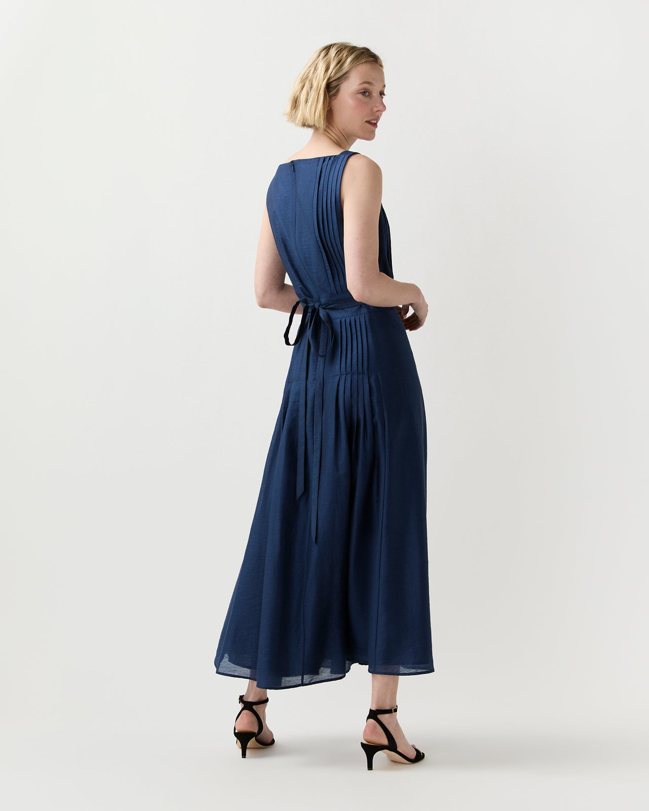 Rose Dress in Marine Featherweight Faille