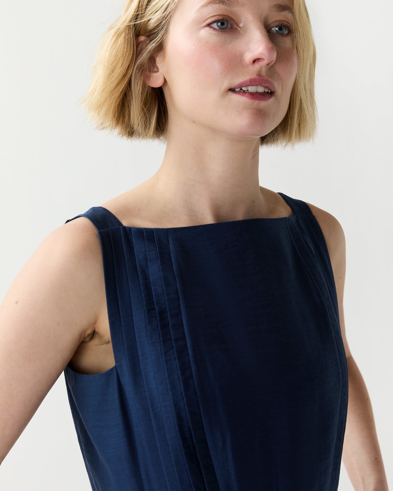 Rose Dress in Marine Featherweight Faille