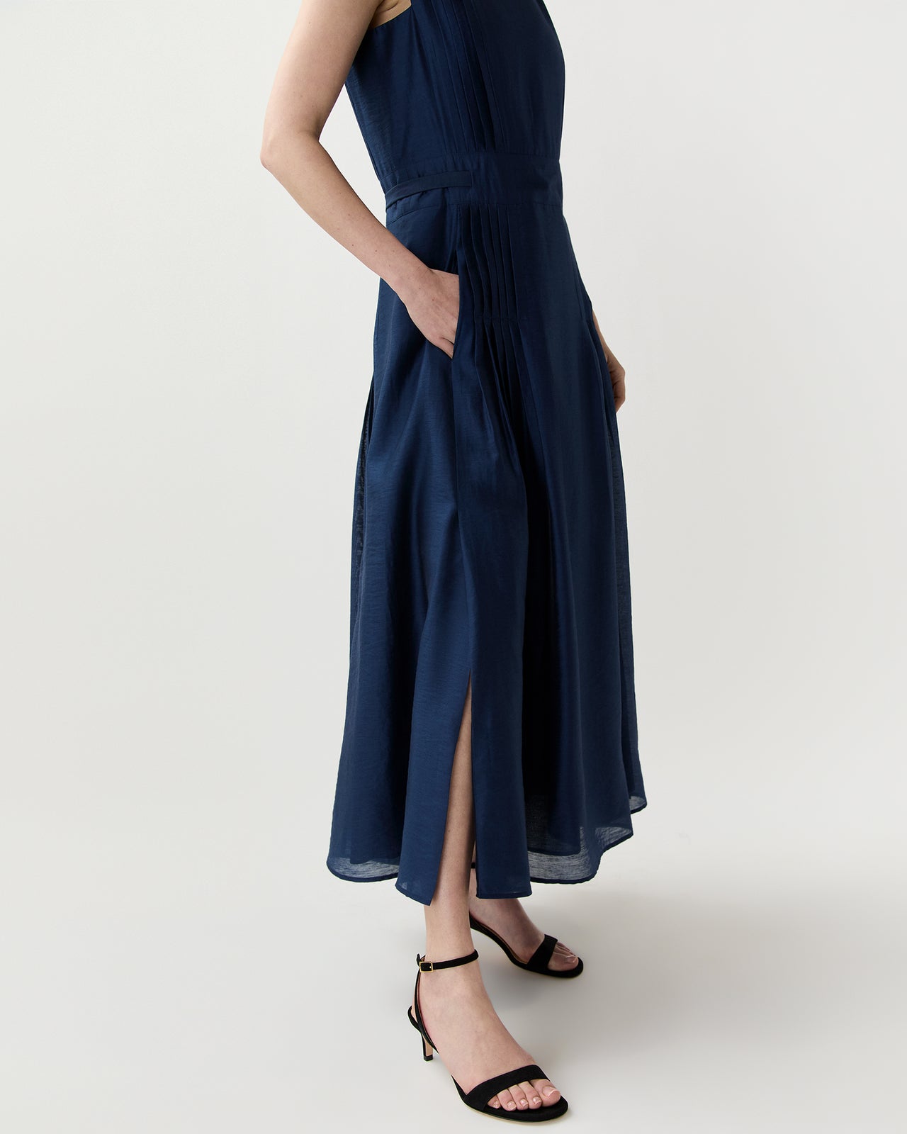 Rose Dress in Marine Featherweight Faille