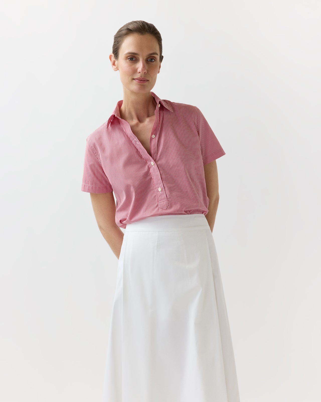 Scout Shirt in Red Mini Gingham Poplin