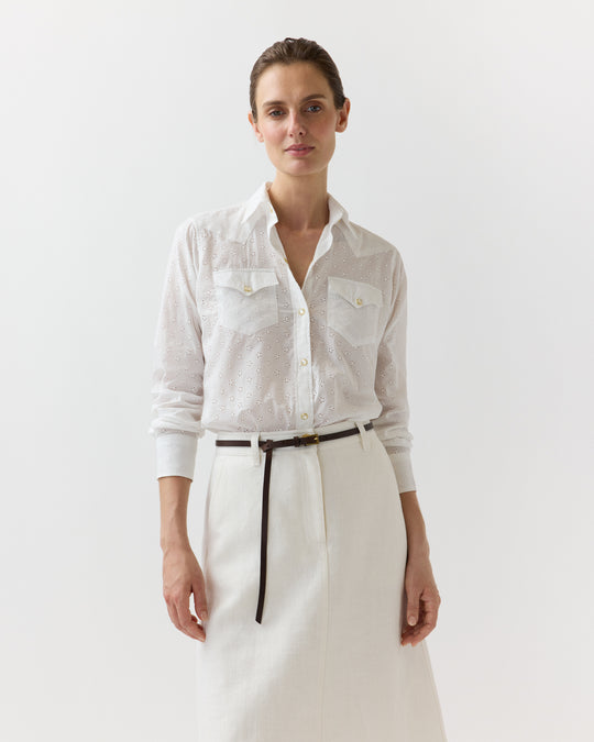 Western Shirt in White Eyelet